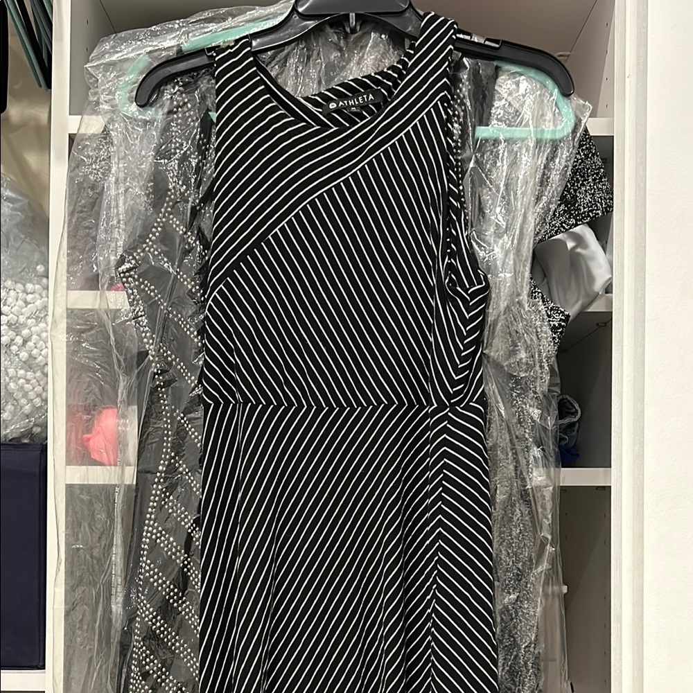 Athleta black and white striped dress